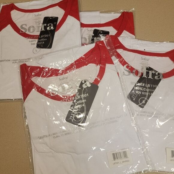 Baseball T-Shirt 2-toned White & Red - Picture 14 of 15